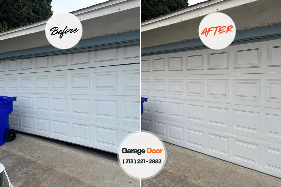 Before and after: garage door repair Farmersville, CA